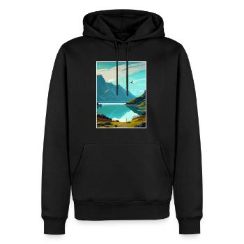 Milford Sound Neuseeland Vintage Reiseposter - Männer Premium Bio Hoodie - Schwarz - Vorne - Nico (187cm)