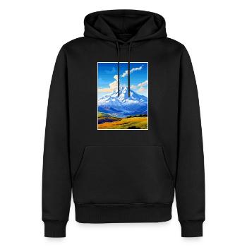 Mount Ruapehu Neuseeland Vintage Reiseposter - Männer Premium Bio Hoodie - Schwarz - Vorne - Nico (187cm)