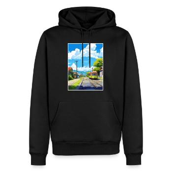 Shantytown Nouvelle-Zélande Vintage voyage affiche WPA - Sweat à capuche Premium bio Homme - noir - Devant - Nico (187cm)