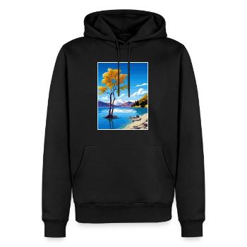 Lake Wanaka Neuseeland Vintage Reiseposter WPA - Männer Premium Bio Hoodie - Schwarz - Vorne - Nico (187cm)
