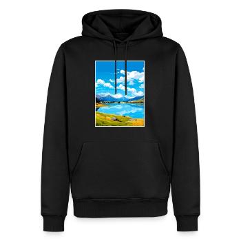 Lake Hayes Neuseeland Vintage Reiseposter WPA - Männer Premium Bio Hoodie - Schwarz - Vorne - Nico (187cm)
