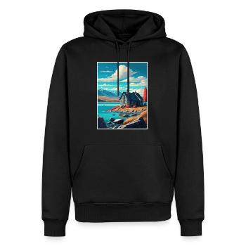 Lake Tekapo Neuseeland Vintage Reiseposter WPA - Männer Premium Bio Hoodie - Schwarz - Vorne - Nico (187cm)