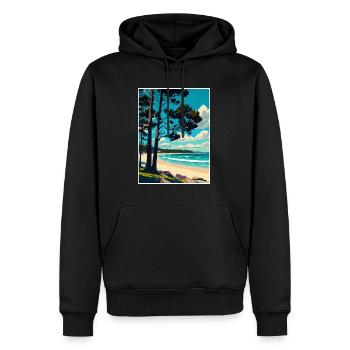Manly Beach Australien Vintage Reiseposter WPA - Männer Premium Bio Hoodie - Schwarz - Vorne - Nico (187cm)