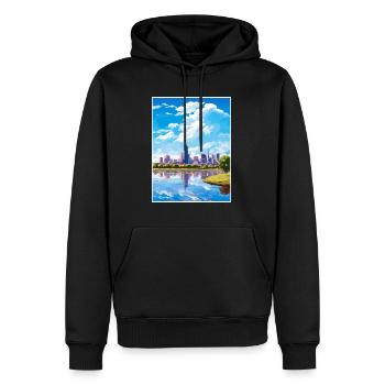 Melbourne Australie déco Vintage voyage affiche WPA - Sweat à capuche Premium bio Homme - noir - Devant - Nico (187cm)
