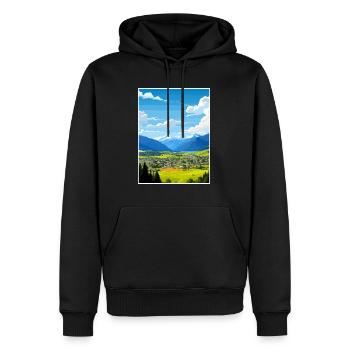 Hamner Springs Neuseeland Vintage Reiseposter - Männer Premium Bio Hoodie - Schwarz - Vorne - Nico (187cm)