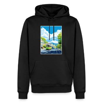 Christchurch Neuseeland Vintage Reiseposter WPA - Männer Premium Bio Hoodie - Schwarz - Vorne - Nico (187cm)