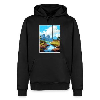 Cradle Mountain Australia Vintage Travel Poster - Men’s Premium Organic Hoodie - black - Front - Nico (187cm)