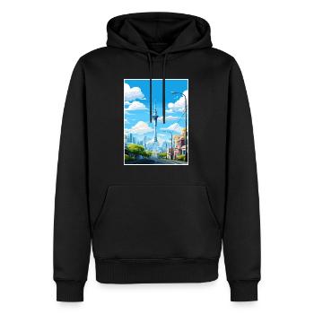 Auckland Nouvelle-Zélande Nz Vintage voyage affiche WPA - Sweat à capuche Premium bio Homme - noir - Devant - Nico (187cm)