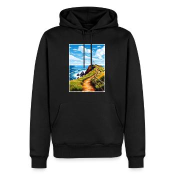 Nugget Point Neuseeland Vintage Reiseposter WPA - Männer Premium Bio Hoodie - Schwarz - Vorne - Nico (187cm)