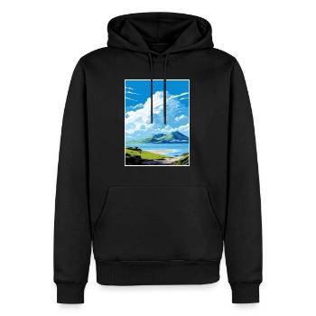 White Island Neuseeland Vintage Reiseposter WPA - Männer Premium Bio Hoodie - Schwarz - Vorne - Nico (187cm)