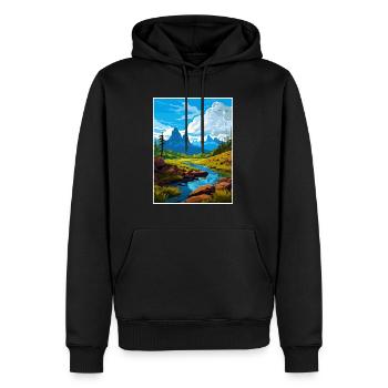 Cradle Mountain Australia Vintage Travel Poster - Men’s Premium Organic Hoodie - black - Front - Nico (187cm)