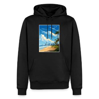 Gold Coast Australien Deko Vintage Reiseposter - Männer Premium Bio Hoodie - Schwarz - Vorne - Nico (187cm)