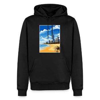 Gold Coast Australien Deko Vintage Reiseposter - Männer Premium Bio Hoodie - Schwarz - Vorne - Nico (187cm)