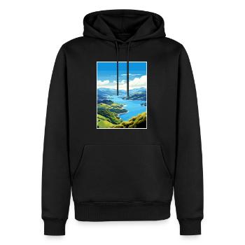Marlborough Sounds Neuseeland Reiseposter - Männer Premium Bio Hoodie - Schwarz - Vorne - Nico (187cm)