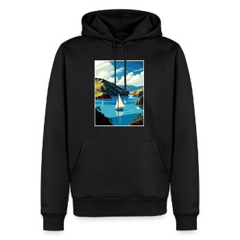 Marlborough Sounds Neuseeland Reiseposter - Männer Premium Bio Hoodie - Schwarz - Vorne - Nico (187cm)