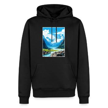 Franz Josef Glacier Nouvelle-Zélande affiche de voyage - Sweat à capuche Premium bio Homme - noir - Devant - Nico (187cm)