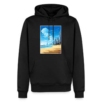 Surfers Paradise Beach Australien Reiseposter - Männer Premium Bio Hoodie - Schwarz - Vorne - Nico (187cm)