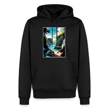 Paparoa Nationalpark Neuseeland Reiseposter - Männer Premium Bio Hoodie - Schwarz - Vorne - Nico (187cm)