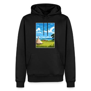 Waitangi Treaty Grounds Nouvelle-Zélande affiche de voyage - Sweat à capuche Premium bio Homme - noir - Devant - Nico (187cm)
