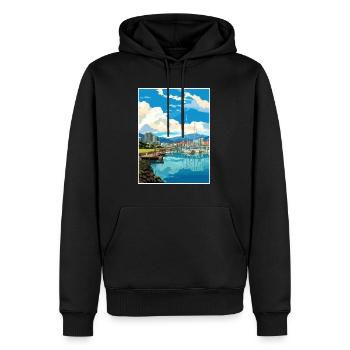 Wellington Waterfront Nouvelle-Zélande affiche de voyage - Sweat à capuche Premium bio Homme - noir - Devant - Nico (187cm)