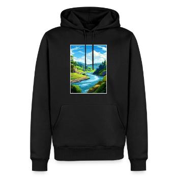 Tal der Giganten Baumwipfelpfade Reiseposter - Männer Premium Bio Hoodie - Schwarz - Vorne - Nico (187cm)