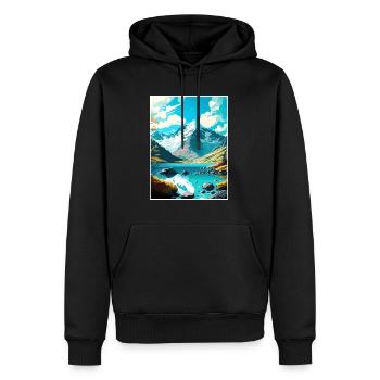 Mount Aspiring National Park New Zealand Souvenir - Men’s Premium Organic Hoodie - black - Front - Nico (187cm)