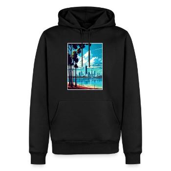 Perth Australie Vintage voyage affiche WPA Souvenir - Sweat à capuche Premium bio Homme - noir - Devant - Nico (187cm)