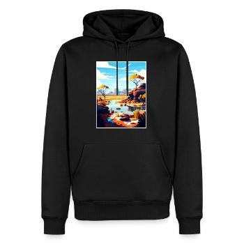 Kakadu Australie Vintage voyage affiche Souvenir - Sweat à capuche Premium bio Homme - noir - Devant - Nico (187cm)