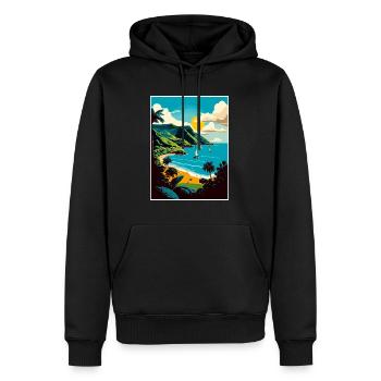 Saint-Vincent-et-les-Grenadines Voyage dans les Caraïbes - Sweat à capuche Premium bio Homme - noir - Devant - Nico (187cm)