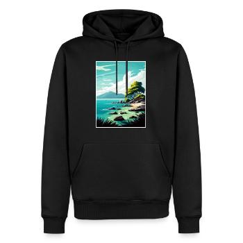 Cairns Australie Vintage voyage affiche Souvenir - Sweat à capuche Premium bio Homme - noir - Devant - Nico (187cm)