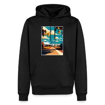 Canberra Australien Vintage Reiseposter Souvenir - Männer Premium Bio Hoodie - Schwarz - Vorne - Nico (187cm)