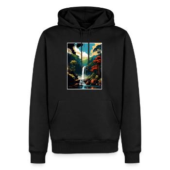 Daintree Australie Vintage voyage affiche Souvenir - Sweat à capuche Premium bio Homme - noir - Devant - Nico (187cm)