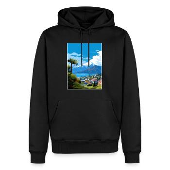 Nelson New Zealand Vintage Travel Poster Souvenir - Men’s Premium Organic Hoodie - black - Front - Nico (187cm)