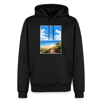 Byron Bay Australie Vintage voyage affiche Souvenir - Sweat à capuche Premium bio Homme - noir - Devant - Nico (187cm)