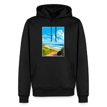 Byron Bay Australie Vintage voyage affiche Souvenir - Sweat à capuche Premium bio Homme - noir - Devant - Nico (187cm)