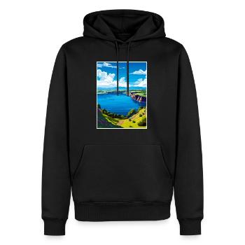 Blue Lake Australie Vintage voyage affiche Souvenir - Sweat à capuche Premium bio Homme - noir - Devant - Nico (187cm)