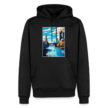 Melbourne Australie Vintage voyage affiche Souvenir - Sweat à capuche Premium bio Homme - noir - Devant - Nico (187cm)