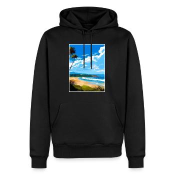 Byron Bay Australie Vintage voyage affiche Souvenir - Sweat à capuche Premium bio Homme - noir - Devant - Nico (187cm)