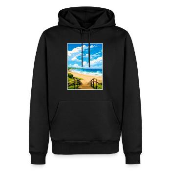 Byron Bay Australie Vintage voyage affiche Souvenir - Sweat à capuche Premium bio Homme - noir - Devant - Nico (187cm)