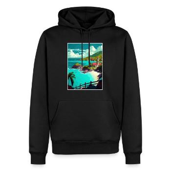 Saint Martin Karibik Vintage Reiseposter WPA - Männer Premium Bio Hoodie - Schwarz - Vorne - Nico (187cm)