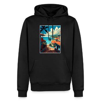 Puerto Plata Karibik Vintage Reiseposter WPA - Männer Premium Bio Hoodie - Schwarz - Vorne - Nico (187cm)