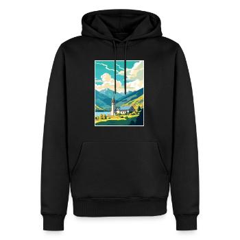 San Martin De Los Andes Vintage voyage affiche WPA - Sweat à capuche Premium bio Homme - noir - Devant - Nico (187cm)
