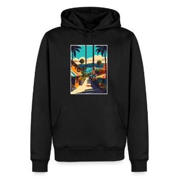 Sayulita Décoration Mexique Vintage Voyage Poster - Sweat à capuche Premium bio Homme - noir - Devant - Nico (187cm)