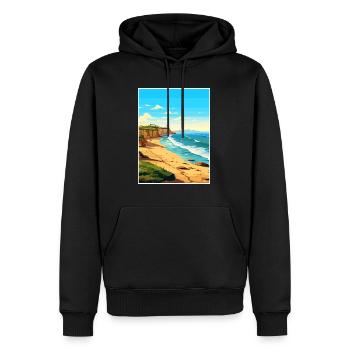 Valdes péninsule Argentine Vintage affiche de voyage - Sweat à capuche Premium bio Homme - noir - Devant - Nico (187cm)