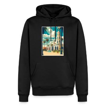 Merida Dekoration Vintage Reiseposter Souvenir - Männer Premium Bio Hoodie - Schwarz - Vorne - Nico (187cm)