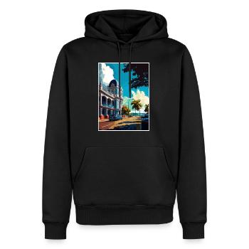 Kingston Karibik Vintage Reiseposter Souvenir - Männer Premium Bio Hoodie - Schwarz - Vorne - Nico (187cm)