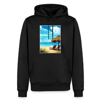 Cancun décoration Vintage voyage affiche Souvenir - Sweat à capuche Premium bio Homme - noir - Devant - Nico (187cm)