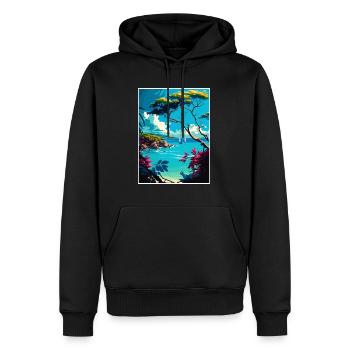 Barbade Caraïbes Vintage voyage affiche Souvenir - Sweat à capuche Premium bio Homme - noir - Devant - Nico (187cm)