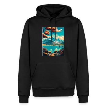 Natur Berge Vintage Reiseposter WPA Kunst - Männer Premium Bio Hoodie - Schwarz - Vorne - Nico (187cm)