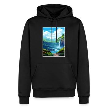 La Fortuna Wasserfall Vintage Reiseposter WPA Kunst - Männer Premium Bio Hoodie - Schwarz - Vorne - Nico (187cm)